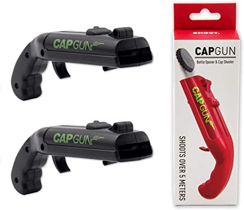 Cap Gun Flaschenöffner Lustig, Bieröffner Bottle Opener Kronkorken Pistole für Party Bar Haus, Schussweite über 5 Meters (Schwarz&Schwarz) von Frola