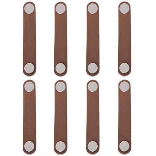 Frolahouse 8X Moderner Stil Schrank Griffe BA 128mm handgefertigte Leder Mobelgriff Ledergriff Mobelgriff Schubladengriffe trifft auf Funktion,Braun von Frolahouse