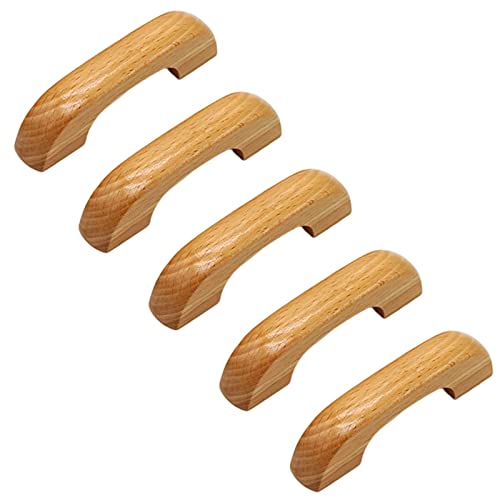 Schubladengriffe aus Holz, in Schleifenform, Holzfarben, Möbelbeschläge für Küchenschränke, Kommoden, Dekoration (CC: 64 mm), 5 Stück von Frolahouse