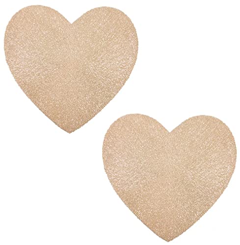 Set mit 2 goldenen Tischsets in Herzform, PVC, rutschfest, waschbar, Untersetzer für Hotel, Outdoor, Indoor, Esstisch, Valentinstag Set mit 2 goldenen Tischsets in Herzform, PVC, rutschfest, waschbar, Untersetzer für Hotel, Outdoor, Indoor, Esstisch, Valentinstag von Frolahouse