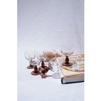 Groovy Baby Amber Stemmed Goblet Set - 5Er | Vintage Cocktail Gläser, Barware, Gläser Mcm Boho von FromAngeeWithLove