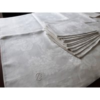 Edles Jugendstil Feinleinen Tafeltuch Mit 12 Servietten Edles Jugendstil Feinleinen Tafeltuch Mit 12 Servietten von FromAuntiesTreasures