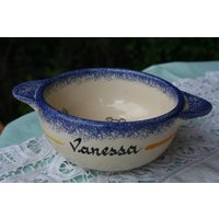 Cafe Au Lait Schale Personalisiert Vanessa Handarbeit Französisch Vintage Traditionell Quimper Stil von FromParisToProvence