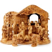Deluxe Handgefertigte Musikkrippe Aus Olivenholz Mit Detailreichen Figuren von FromTheOliveTreeShop