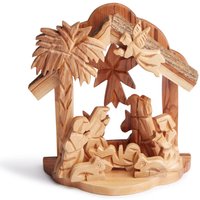 Krippe Aus Olivenholz Mit Stern Von Bethlehem Und Rindenholzdach Hand Made in Owo 013 von FromTheOliveTreeShop