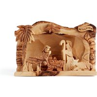 Krippe Handgeschnitzt in Einen Olivenbaum-Baumstamm Made in Bethlehem Das Heilige Land Mittlere Größe Owo 035 von FromTheOliveTreeShop