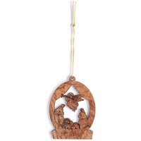 Olivenholz Baumschmuck Engel Im Krippenstall von FromTheOliveTreeShop