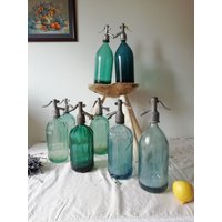 Vintage Blue Green Soda Seltzer Siphon Flaschen Aus Transsylvanien von FromThePastRo