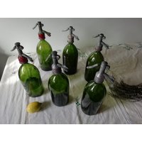 Vintage Grüne Soda Seltzer Siphon Flaschen Aus Siebenbürgen von FromThePastRo