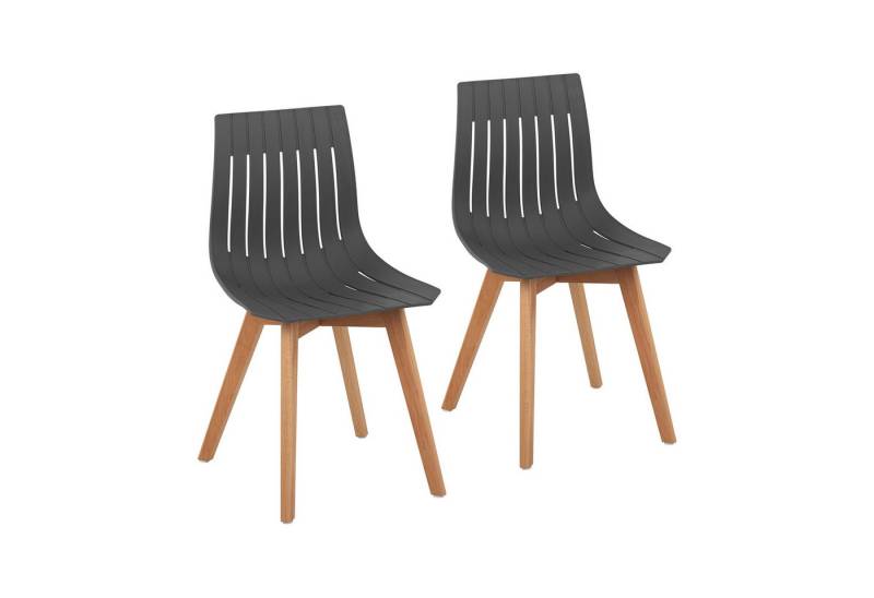 Fromm&Starck Esszimmerstuhl Stuhl 2er Set bis 150 kg Lehnstuhl Kunststoff Holzbeine Buche grau von Fromm&Starck