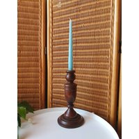 Retro Midcentury Dunkler Kerzenhalter Aus Holz - Vintage 60Er/70Er Jahre von FrootVintage