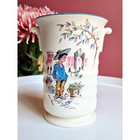 Vintage Crown Ducal Ware Keramik Vase 1950Er Jahre Kitsch Painted Boy von FrootVintage