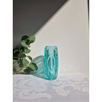 Vintage Rosice Sklo By Rudolf Schrotter Mid-Century Glasvase in Türkis Ozean-Blau Vintage Rosice Sklo By Rudolf Schrotter Mid-Century Glasvase in Türkis Ozean-Blau von FrootVintage