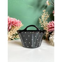 Vintage Mcm Black Polka Dot Glas Handtasche Wandleuchte Pocket Planter Kitsch Style von FrootVintage