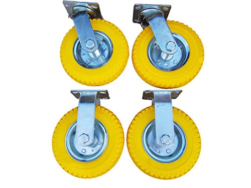 2 x FROSAL Bockrolle + 2 x Lenkrolle 8" 2.50-4 als 4 tlg. Set | PU Rad Ø 200 mm pannensicher auf Stahlfelge 2 x FROSAL Bockrolle + 2 x Lenkrolle 8" 2.50-4 als 4 tlg. Set | PU Rad Ø 200 mm pannensicher auf Stahlfelge von Frosal