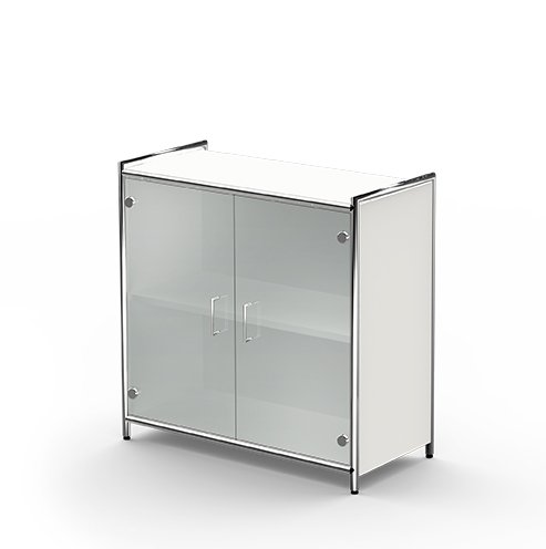 ARTLINE Sideboard Aktenschrank 2OH Büroschrank Weiß/Glas von Froschkönig24