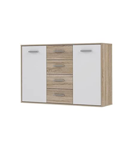 Forte ANTUZA Kommode B x H x T: 122,6x88,1x34,2, Holzwerkstoff, Eiche, Groß von Forte