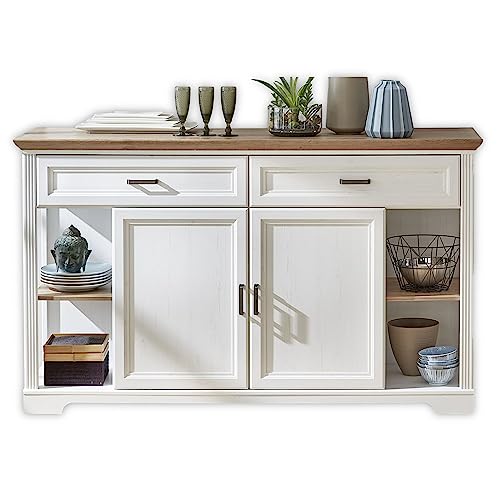 JASMIN Sideboard in Pinie hell, Artisan Eiche Optik - Kommode mit Schubladen und viel Stauraum im Landhausstil - 171 x 102 x 48 cm (B/H/T) von Stella Trading