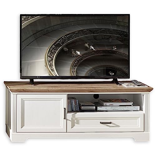 Stella Trading TV-Lowboard in Pinie hell, Artisan Eiche Optik - TV Schrank mit Schublade und viel Stauraum für Ihr Wohnzimmer im Landhausstil - 143 x 54 x 51 cm (B/H/T) von Stella Trading