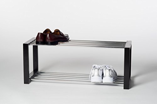 Froschkönig24 Schuhregal LUIS Schuhablage Schuhbank 2 Etagen Schwarz von Froschkönig24