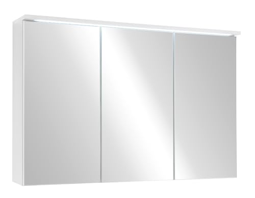 Stella Trading TWO Spiegelschrank Bad mit LED-Beleuchtung in Weiß - Badezimmerspiegel Schrank mit viel Stauraum - 100 x 68 x 22,5 cm (B/H/T) von Stella Trading