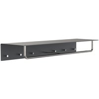 Frost - Unu Wandgarderobe mit Haken und Stange, 1000 mm, schwarz / poliert von FROST