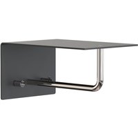 Frost - Unu Wandgarderobe mit Haken und Stange, 200 mm, schwarz / poliert von FROST