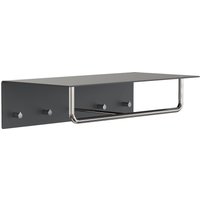 Frost - Unu Wandgarderobe mit Haken und Stange, 600 mm, schwarz / poliert von FROST