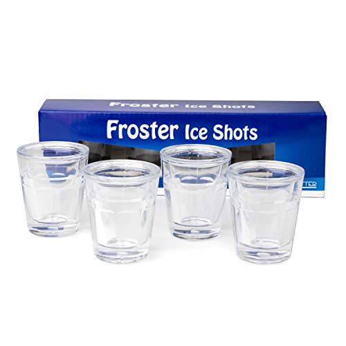 Froster Ice Shots - Kühl Schnapsgläser Set, Bunt, 4 Liquorgläser 50 ml, Shotbecher für Tequila Wodka, Geschenk (transparent) von Froster