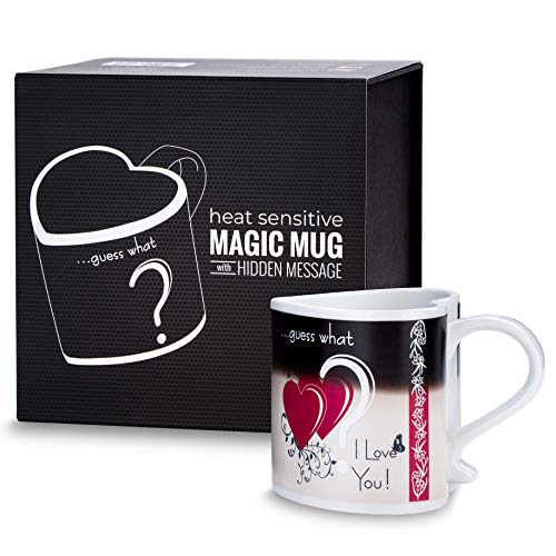 Froster Magic Mug Wärmewechsel Tasse mit versteckter Botschaft I Love You Geschenk Herz Tasse für Valentinstag von Froster