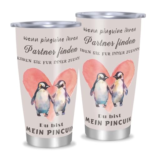 Ich Liebe Dich Geschenke für Männer Frauen, Hochzeitsgeschenke für Brautpaar Jahrestag Geschenk für Ihn Sie Geburtstagsgeschenk für Freundin Frau Paare, 20oz Pinguin Thermobecher Kaffeebecher to go Ich Liebe Dich Geschenke für Männer Frauen, Hochzeitsgeschenke für Brautpaar Jahrestag Geschenk für Ihn Sie Geburtstagsgeschenk für Freundin Frau Paare, 20oz Pinguin Thermobecher Kaffeebecher to go von Frostify
