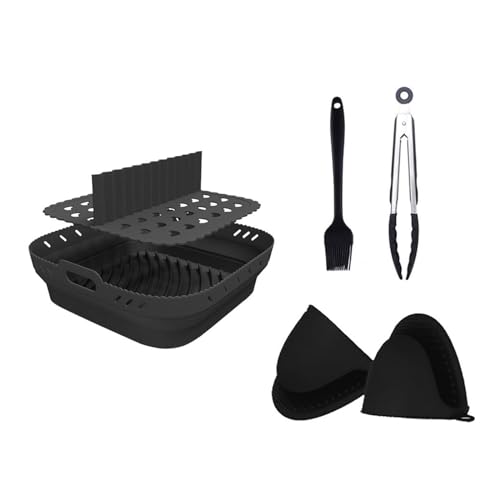 Heißluftfritteusen Teiler Fritteusen Zubehör Quadratischer Silikon Luftfritteusen Korb Luftfritteusen Einsätze Silikoneinlage Mit Trennwand Silikon Utensilien von Frotox