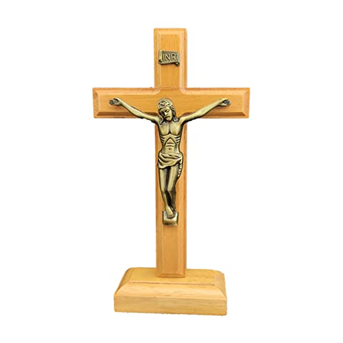 Holz katholisches Jesus Kreuz mit Ständer Tischkreuz Religiöses christliches stehendes Kruzifix Tischdekoration Kirche Gebet Tisch Kreuz von Frotox
