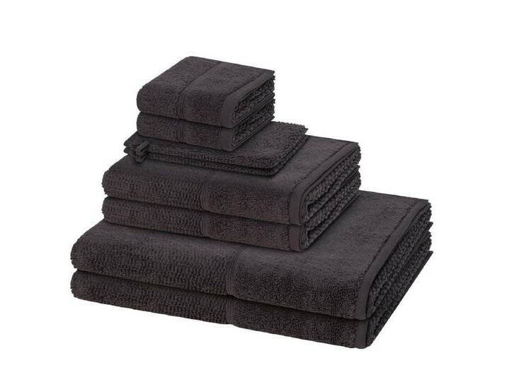 Möve for frottana Handtuch Set Pearl, Walkfrottee (Spar-Set, 8-St), 2 X Wasch- 2 X Gäste- 2 X Dusch- 2 X Handtuch im Set - Baumwolle, grau, Graphite von Frottana