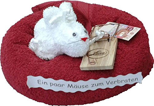 Frotteebox Geschenk-Set Maus aus Handtuch (100x50cm) und Waschhandschuh geformt mit Mausefalle aus Holz von Frotteebox