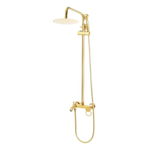 Duschsäule mit großer Regendusche Handbrause mit Wasserhahn Duschgarnitur mit Ablage Duschsystem Antik Messing Duscharmatur Set Retro Gold Dusche mit Regendusche Retro Duschsäule mit großer Regendusche Handbrause mit Wasserhahn Duschgarnitur mit Ablage Duschsystem Antik Messing Duscharmatur Set Retro Gold Dusche mit Regendusche Retro von Froulaland