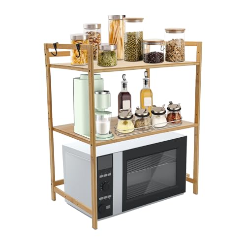 Froulaland 55 * 35 * 67cm Kitchen Rack Erweiterbares Küchen Mikrowelle Ständer Regal Microwave Oven Stand, Storage Shelf Organizer Rack Aufbewahrungsregal Küchenaufbewahrung Organizer Langlebig von Froulaland