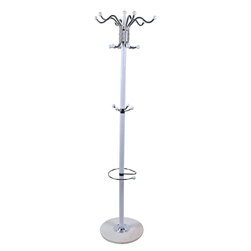 Froulaland Metall Mantel Baum Hut Jackenständer Baumhalter 170cm MetallKleiderbügel Rack Kleiderbaum Kleiderständer mit 16 Haken Hut Jackenständer Baumhalter Kleiderbügel (Weiß/Schwarz) (Weiß) von Froulaland