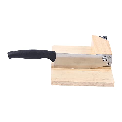 Manual Biltong Cutter Beef Jerky Slicer Home Cutting Knife w/Oak Cutting Board Gummiholz Basis mit Holzsockel Guillotine Küchenmesser von Froulaland
