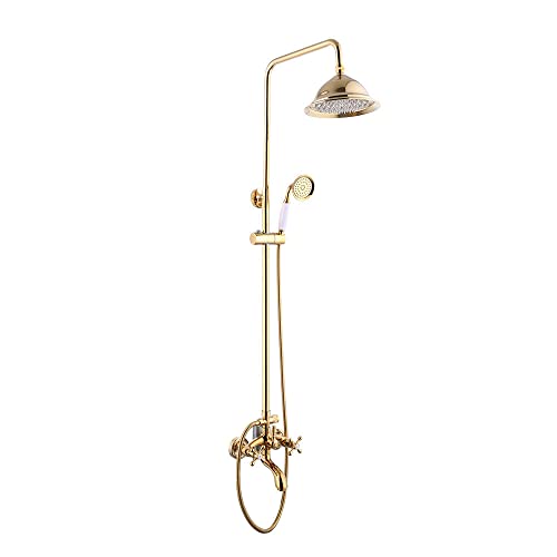 Modern Gold Duschset Duscharmatur mit Handbrause Bad Duschsystem Regendusche Antik Messing Set Retro Gold Dusche mit Retro Duschset Duschsystem mit Handbrause Kopf - Höhenverstellbar Modern Gold Duschset Duscharmatur mit Handbrause Bad Duschsystem Regendusche Antik Messing Set Retro Gold Dusche mit Retro Duschset Duschsystem mit Handbrause Kopf - Höhenverstellbar von Froulaland