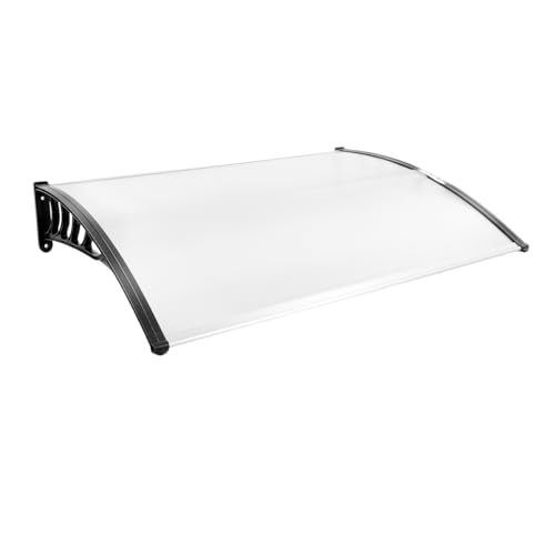Vordach Überdachung Haustür Pultvordach Türvordach Haustürvordach Haustürdach Überdachung Haustürdach aus Aluminium und Polycarbonat, Transparentes Pultbogenvordach 115/150/200cm (150cm) von Froulaland