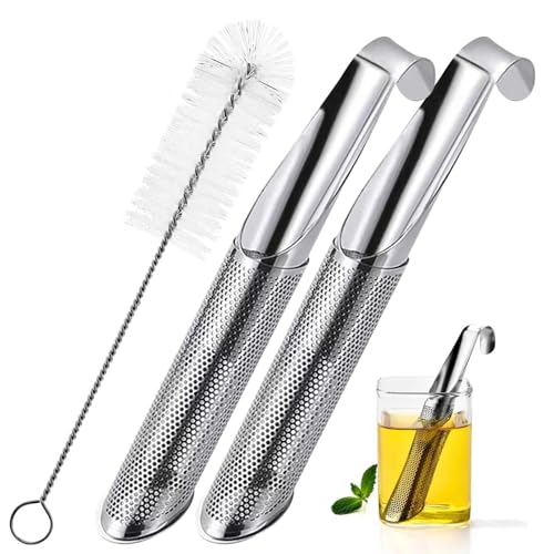 Teesieb Edelstahl 304 – Teesieb für losen Tee Mit Bürste, Premium Teeei FüR Losen Tee mit Feinem Sieb für Teetasse & Teekanne (Dauerhaft & Spülmaschinenfestes) (2 Stück) von Frovale