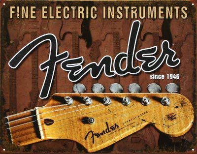 Froy Fine Electric Instruments Fender Guitar Stressed Wand Blechschild Retro Eisen Poster Malerei Plaque Blech Vintage Personalisierte Kunst Kreativität Dekoration Handwerk Für Cafe Bar Garage Hause von Froy