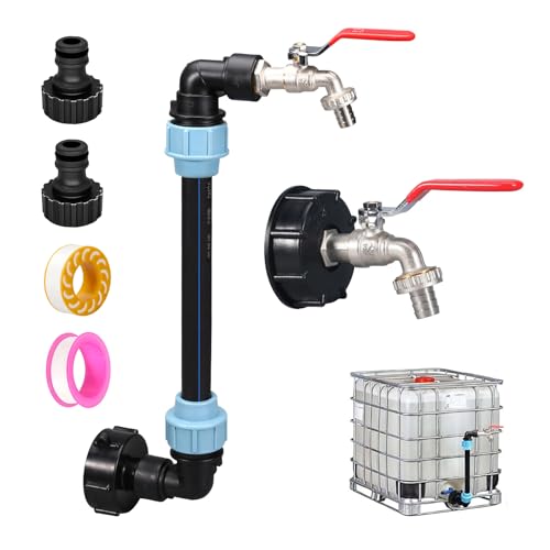Frstem IBC Auslaufhahn,IBC Schwanenhals 3/4" Lange und Kurze Hahn,IBC Tank Container S60x6 Wasserhahn Zubehör von Frstem