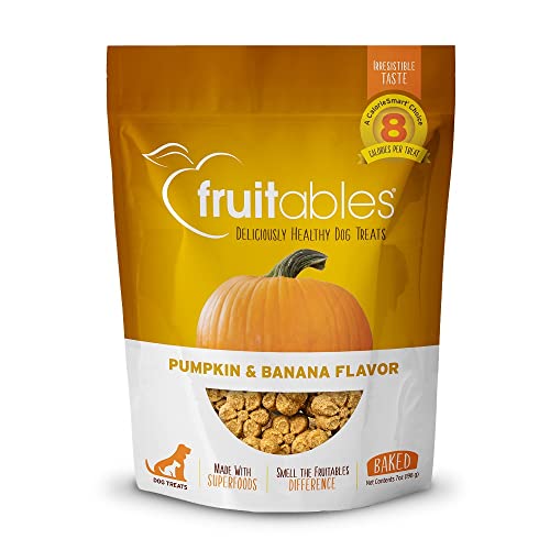 Fruitables Baked Dog Treats, Kürbis-Leckereien für Hunde, Gesunde kalorienarme Leckereien, Frei von Weizen, Mais und Soja, Kürbis- und banane Hunde Leckereien, 1er Pack von Fruitables