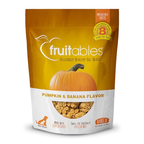 Fruitables Gebackene Hundeleckerlis, Gesunde und kalorienarme Leckerlis auf Kürbisbasis für Hunde, ohne Weizen, Mais oder Soja - Kürbis und Banane 198g von Fruitables