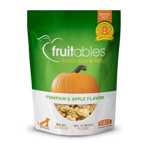 Fruitables Kalorienarme, gesunde gebackene Kürbis-Leckerlis für Hunde, frei von Weizen, Mais und Soja - Kürbis & Apfel 198g von Fruitables