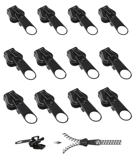 Reißverschluss zipper, Frundoo 6 Stück Kunststoffe Universell Abnehmbares Ersatz Reisverschluss-reparaturset, Reißverschluss Reparieren, Reisverschluss Fix Kit für Jacke/Mantel/Rucksack (12PCS-A) von Frundoo