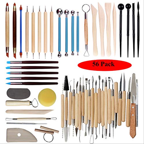 56-teiliges Modellierwerkzeug Clay Sculpting Tools, Keramikwerkzeug, Schnitzwerkzeuge, Skulptur, Modellierung, für Skulptur, Ton, Malerei, Stein, Modelliermasse, Prägung, Nail Art, DIY von Frunimall