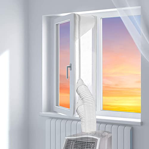 Frunimall Fensterabdichtung für Mobile Klimageräte,Klimaanlage Fensterabdichtung,Hot Air Stop mit Reißverschluss zum Klimaanlagen,Wäschetrockner für Weiche Tuch-Dichtung,Einfache Installation (4M) von Frunimall